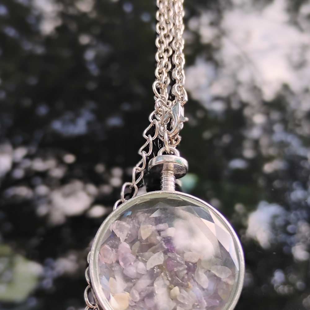Silver Pendant Necklace with Gemstone Accents